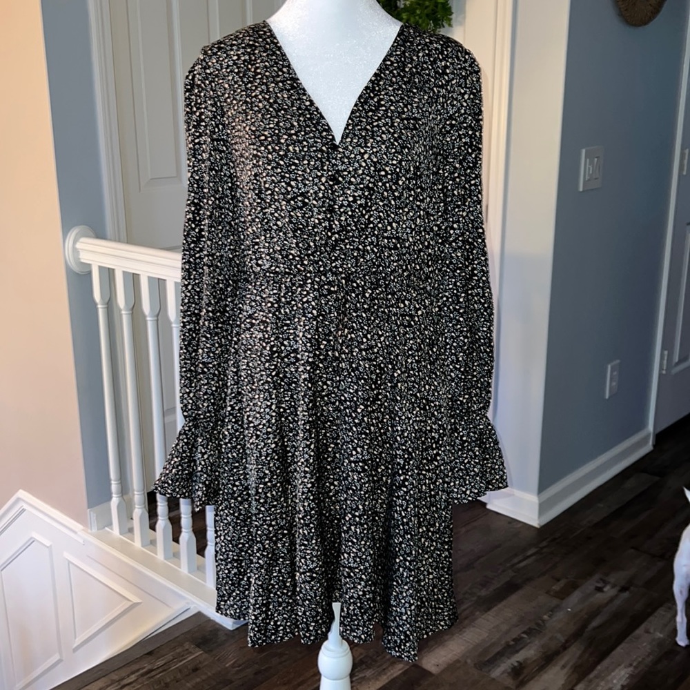 Floral long sleeve A-Line dress